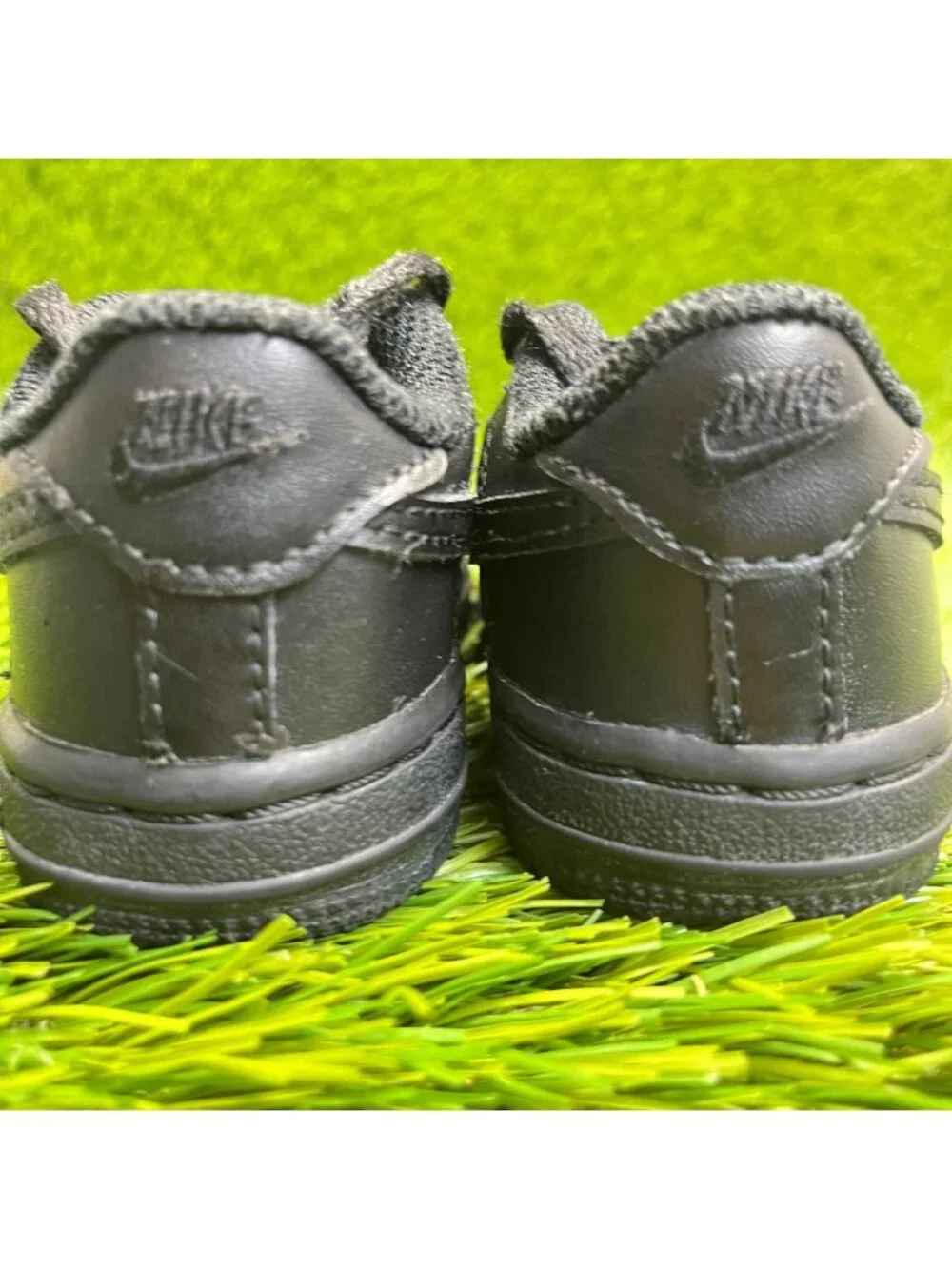 Nike Air Force 1 Low Toddler Size 4C Triple Black Athletic Leather Shoes Sneaker